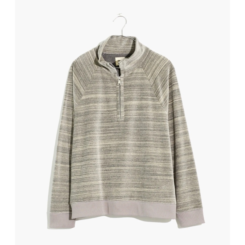 Madewell MWL Velour Space-Dyed Half-Zip Sweatshirt